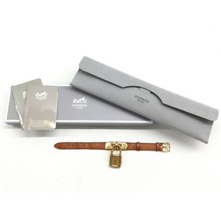  HERMES エルメス ケリーウォッチ Y刻印 ゴールド×ブラウン クォーツ 腕時計 箱・取説有