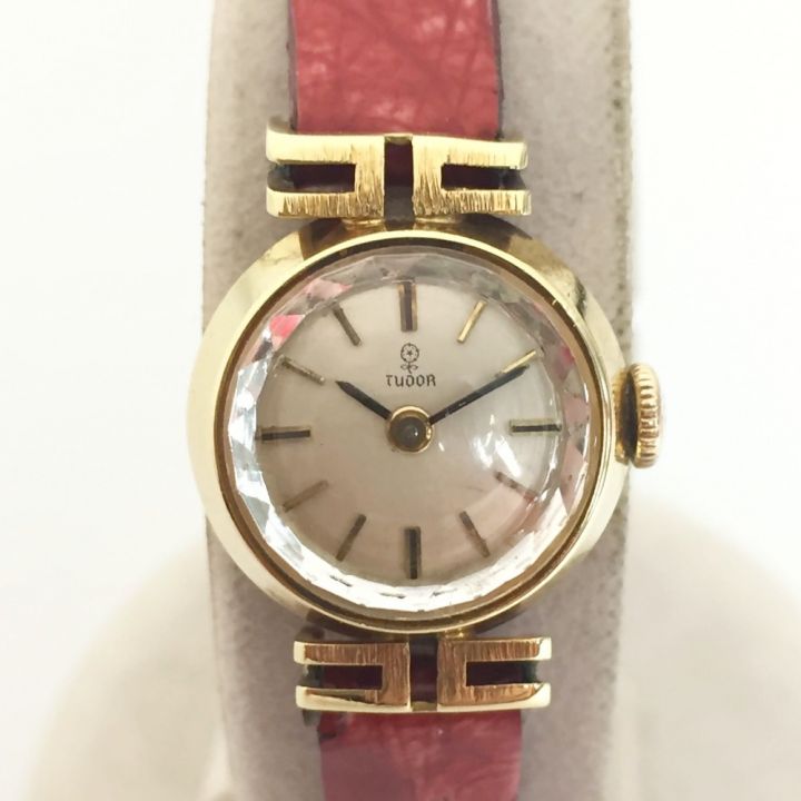 【中古】 TUDOR カットガラス K18 1922 シルバー文字盤 手巻き レディース 腕時計 アンティーク 傷や汚れあり