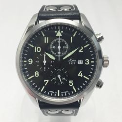 ☆☆ Laco Trier トリーア クロノグラフ 861915 ブラック クォーツ メンズ 腕時計 ミリタリー Bランク