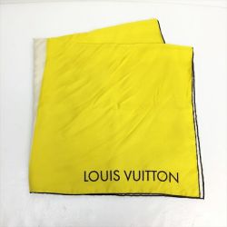 ☆☆ LOUIS VUITTON ルイヴィトン シルクスカーフ ダミエ シルク100％ 箱有 イエロー Bランク