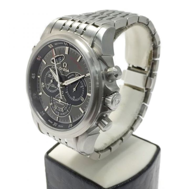 中古 オメガ OMEGA デ・ヴィル クロノスコープ コーアクシャル ラトラパンテ 422.10.44.51.06.001 グレー/ブラック メンズ 腕時計 OMEGA オメガ デ・ヴィル クロノスコープ コーアクシャル ラトラパンテ