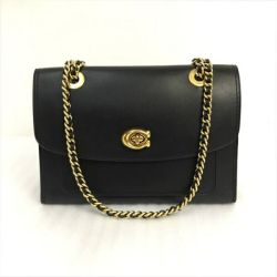 ☆☆ COACH コーチ パーカー チェーン ショルダーバッグ 26852 ブラック レザー Aランク