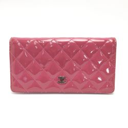☆☆ CHANEL シャネル マトラッセ 2つ折り長財布 エナメル ピンク パテントレザー 箱有 Bランク