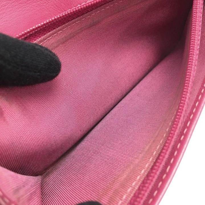 CHANEL シャネル マトラッセ 2つ折り長財布 エナメル ピンク パテント