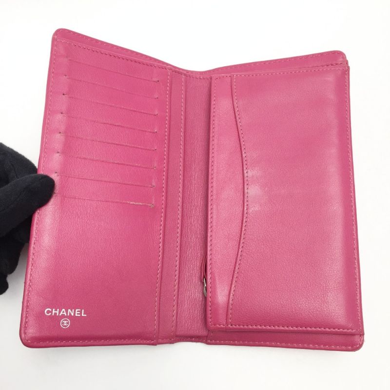 CHANEL エナメル ピンクの長財布 - 長財布