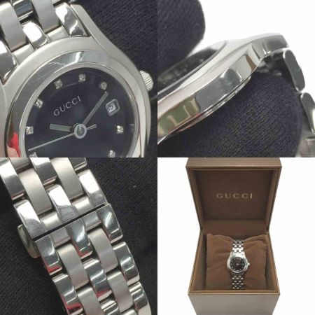  GUCCI グッチ 11Pダイヤ クォーツ レディース 腕時計 5500L/11P ブラック デイト 箱有