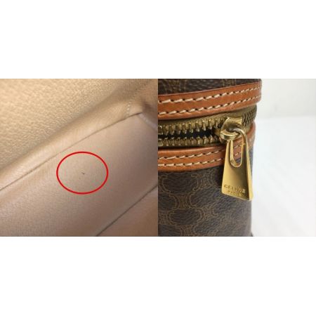  CELINE セリーヌ マカダム柄 バニティバッグ MC96* ブラウン 化粧ポーチ ハンドバッグ ヴィンテージ