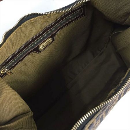  FENDI フェンディ ズッカ柄 ショルダーバッグ ナイロン キャンバス ブラウン 布袋有