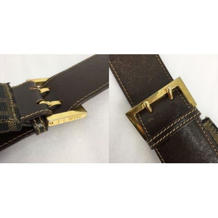  FENDI フェンディ ズッカ柄 ショルダーバッグ ナイロン キャンバス ブラウン 布袋有