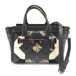 ☆☆ COACH コーチ キャニオン キルト スワッガー 27 キャリーオール 38365 ブラック 2WAYバッグ Bランク
