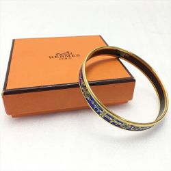 ☆☆ HERMES エルメス エマイユPM バングル 七宝焼き +B ブルー ブレスレット 箱有 Bランク
