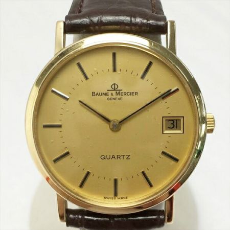  BAUME & MERCIER デイト K18 1052288 ゴールド クォーツ メンズ 腕時計 ヴィンテージ