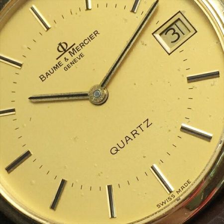  BAUME & MERCIER デイト K18 1052288 ゴールド クォーツ メンズ 腕時計 ヴィンテージ
