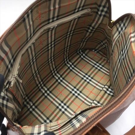  BURBERRY バーバリー ワンポイントロゴプレート ハンドバッグ ブラウン 内:ノバチェック柄 ノバチェック