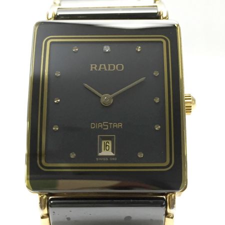  RADO ラドー ダイヤスター デイト 1Pダイヤ 160.0281.3N ブラック メンズ クォーツ 腕時計