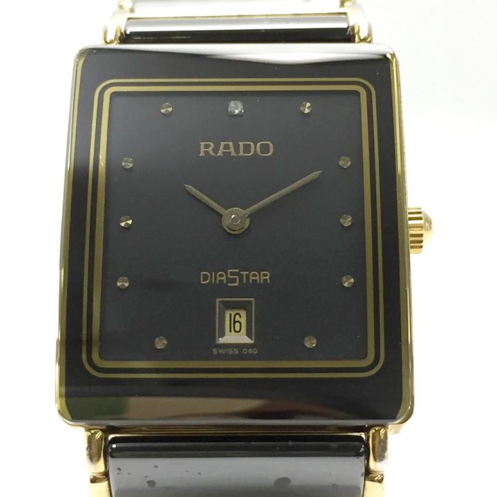 RADO ラドー ダイヤスター デイト 1Pダイヤ 160.0281.3N ブラック メンズ クォーツ 腕時計｜中古｜なんでもリサイクルビッグバン