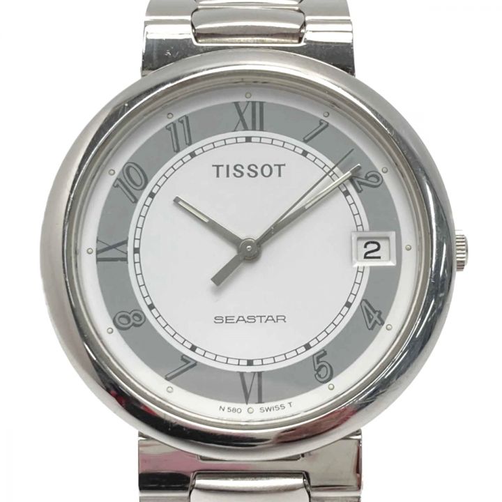 TISSOT ティソ SEASTAR シースター デイト N580 ホワイト クォーツ メンズ 腕時計｜中古｜なんでもリサイクルビッグバン