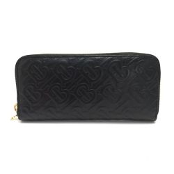 ☆☆ BURBERRY バーバリー モノグラム ロゴ ラウンドジップ長財布 8011601 A1189 ブラック レザー 布袋有 Bランク