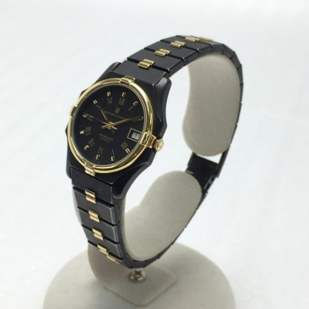  UNIVERSAL GENEVE POLEROUTER 16KT GOLD 918 600 ブラック クォーツ 腕時計