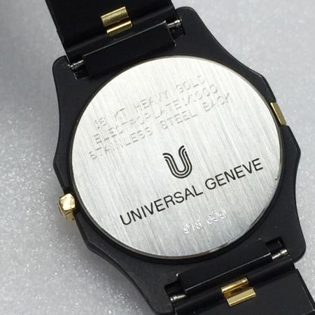  UNIVERSAL GENEVE POLEROUTER 16KT GOLD 918 600 ブラック クォーツ 腕時計