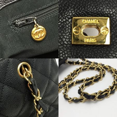  CHANEL シャネル マトラッセ プレートチェーントートバッグ ブラック ラムスキン シリアルシール有
