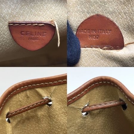 中古】 CELINE セリーヌ マカダム 巾着 ショルダーバッグ M07 ブラウン