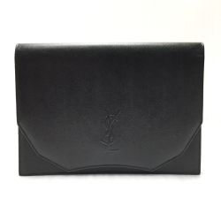 ☆☆ Yves Saint Laurent イブサンローラン クラッチバッグ レザー ブラック ヴィンテージ Bランク