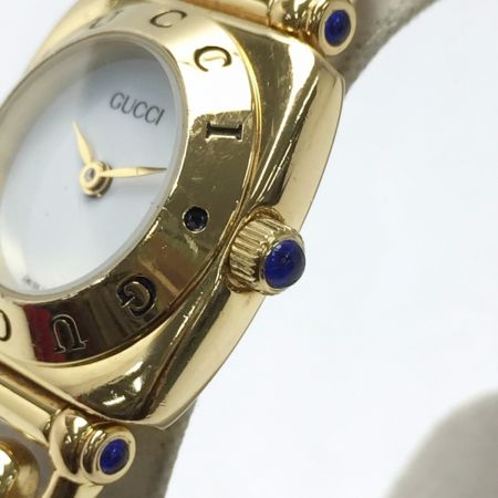 中古】 GUCCI グッチ ホースビット ロゴベゼル 6300L ホワイト