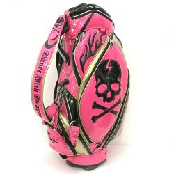 ☆☆ Dance with Dragon ダンスウィズドラゴン キャディバッグ スカル 9型 4口 ゴルフバッグ メンズ D3-663001 ショッキングピンク Cランク