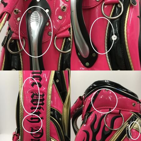  Dance with Dragon ダンスウィズドラゴン キャディバッグ スカル 9型 4口 ゴルフバッグ メンズ D3-663001 ショッキングピンク