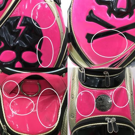  Dance with Dragon ダンスウィズドラゴン キャディバッグ スカル 9型 4口 ゴルフバッグ メンズ D3-663001 ショッキングピンク