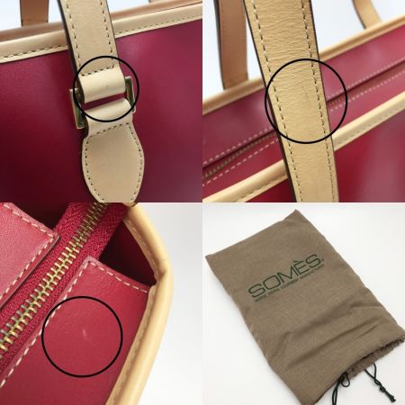 Somes Saddle ソメスサドル レザー トートバッグ レッド 牛革 布袋有