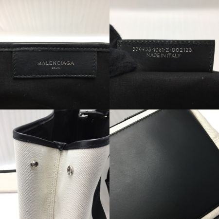  BALENCIAGA バレンシアガ ネイビー カバS ハンドバッグ 339933.1081.Z.002123 アイボリー×ブラック ポーチ・布袋有
