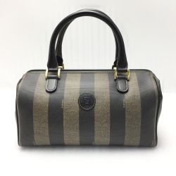 ☆☆ FENDI フェンディ ペカン柄 ハンドバッグ 279.259022.060 ブラウン×ブラック ミニボストン ヴィンテージ Bランク
