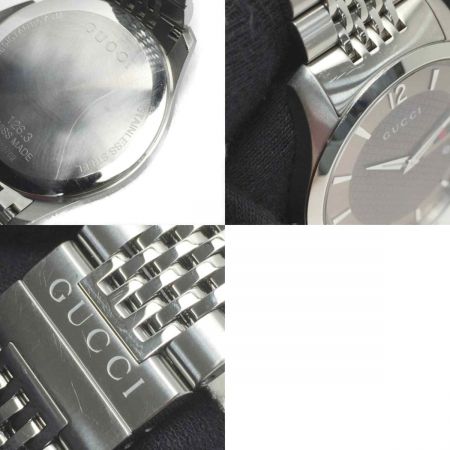 GUCCI グッチ Gタイムレス 126.3 ブラウン文字盤 クォーツ メンズ 腕時計 Bランク