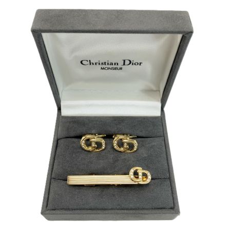  Christian Dior クリスチャンディオール タイピン・カフスセット CDロゴ MONSIEUR ゴールド ラインストーン
