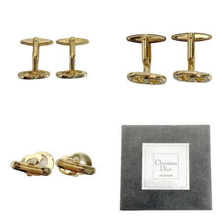  Christian Dior クリスチャンディオール タイピン・カフスセット CDロゴ MONSIEUR ゴールド ラインストーン