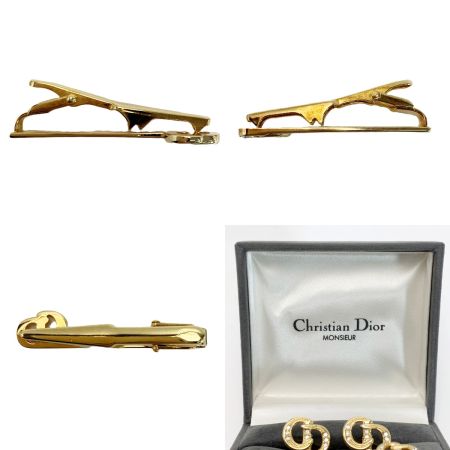  Christian Dior クリスチャンディオール タイピン・カフスセット CDロゴ MONSIEUR ゴールド ラインストーン