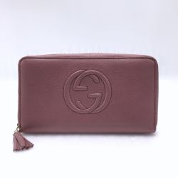 ☆☆ GUCCI グッチ ソーホー インターロッキングG 308280 ピンク ラウンドファスナー長財布 Bランク