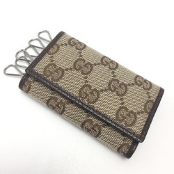 ☆☆ GUCCI グッチ GGキャンバス 6連キーケース 04564 ベージュ キャンバス×レザー 箱有 Sランク