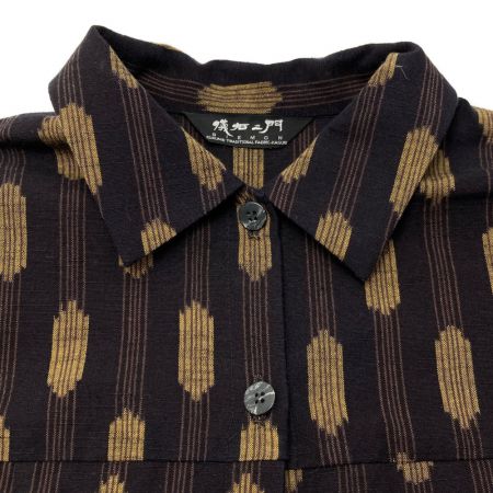  儀右衛門 ギエモン ブラウス サイズ不明 久留米絣 レディース ブラック×カーキ