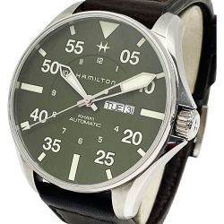 ☆☆ HAMILTON ハミルトン カーキ アビエーション パイロット Schottコラボ H647350 自動巻き 腕時計 箱・ギャランティ・レザーケース有 Bランク