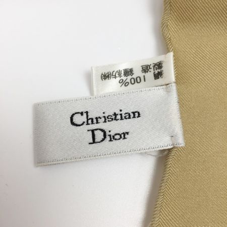  Christian Dior クリスチャンディオール シルクスカーフ 千鳥格子 チェーン ライトブラウン ヴィンテージ Bランク