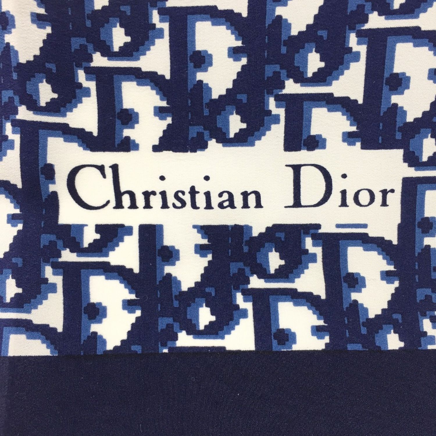 ☆☆Christian Dior クリスチャンディオール ミッツァ D-STRIPES リボンスカーフ グリーン×アイボリー シルク100％ 箱有