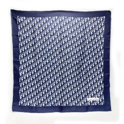 ☆☆ Christian Dior クリスチャンディオール シルクスカーフ トロッター ネイビー シルク100％ ヴィンテージ Bランク