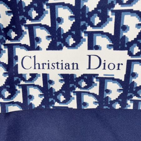  Christian Dior クリスチャンディオール シルクスカーフ トロッター ネイビー シルク100％ ヴィンテージ Bランク