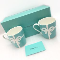 ☆☆ Tiffany & Co. ティファニー ブルー リボン ボックス マグカップ 2Pセット  Sランク