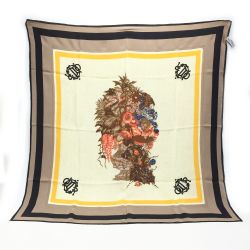 ☆☆ Christian Dior クリスチャンディオール シルクスカーフ 花柄 花瓶 ブラウン シルク100％ Bランク