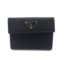 ☆☆ PRADA プラダ Wホック 2つ折り財布 ナイロン M523 ブラック 箱・ギャランティカード有 Aランク