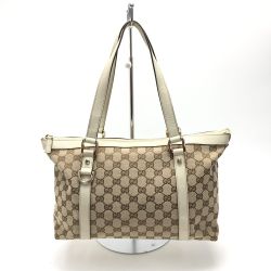 ☆☆ GUCCI グッチ GGキャンバス トートバッグ 141470 ベージュ/アイボリー アビーライン ショルダーバッグ Aランク